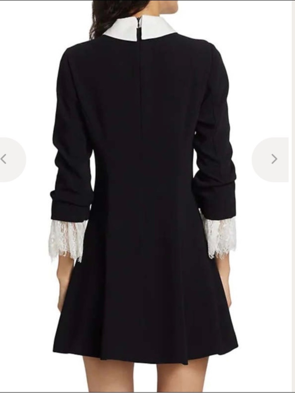 cinq a sept Black Dress with White Collar and Lace Cuffs - Picture 3 of 7